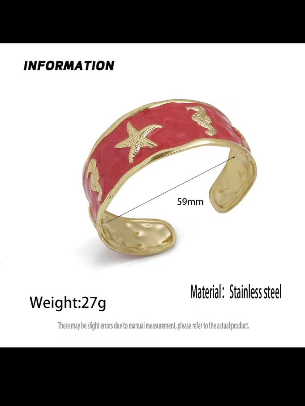 Gold-Tone Red Enamel Sea Life Cuff - Picture 5 of 10
